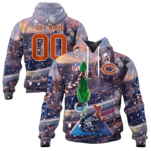 Personalized Chicago Bears And Grinch AOP Hoodie