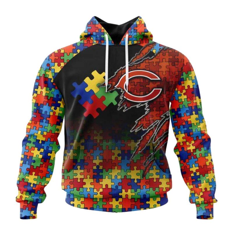 Personalized Chicago Bears Autism Awareness Design Aop Hoodie 1