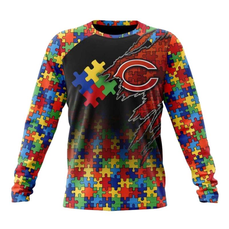 Personalized Chicago Bears Autism Awareness Design Aop Sweatshirt 1