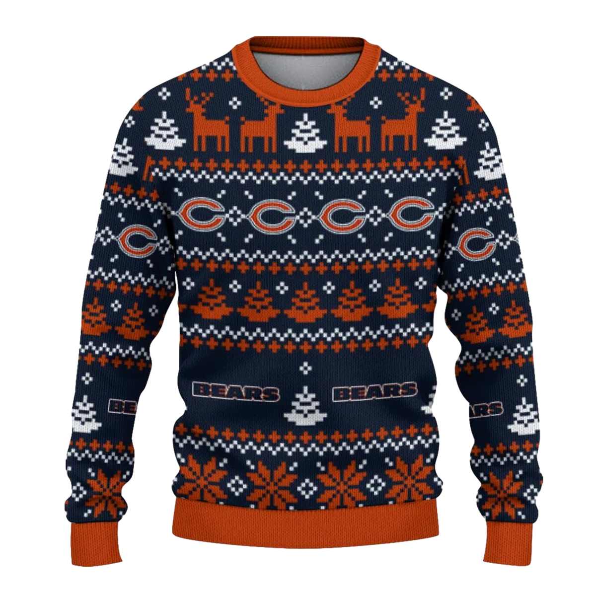 Personalized-Chicago-Bears-Big-Logo-And-Christmas-Designs-Blue-AOP-Sweatshirt-2