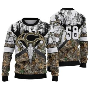Personalized Chicago Bears Big Logo And Deer Antlers AOP Sweatshirt