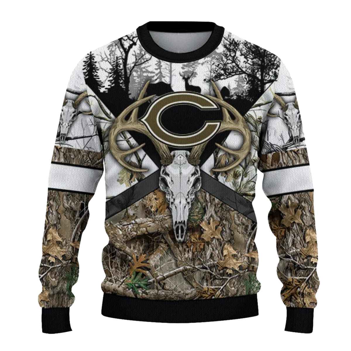 Personalized-Chicago-Bears-Big-Logo-And-Deer-Antlers-AOP-Sweatshirt-2