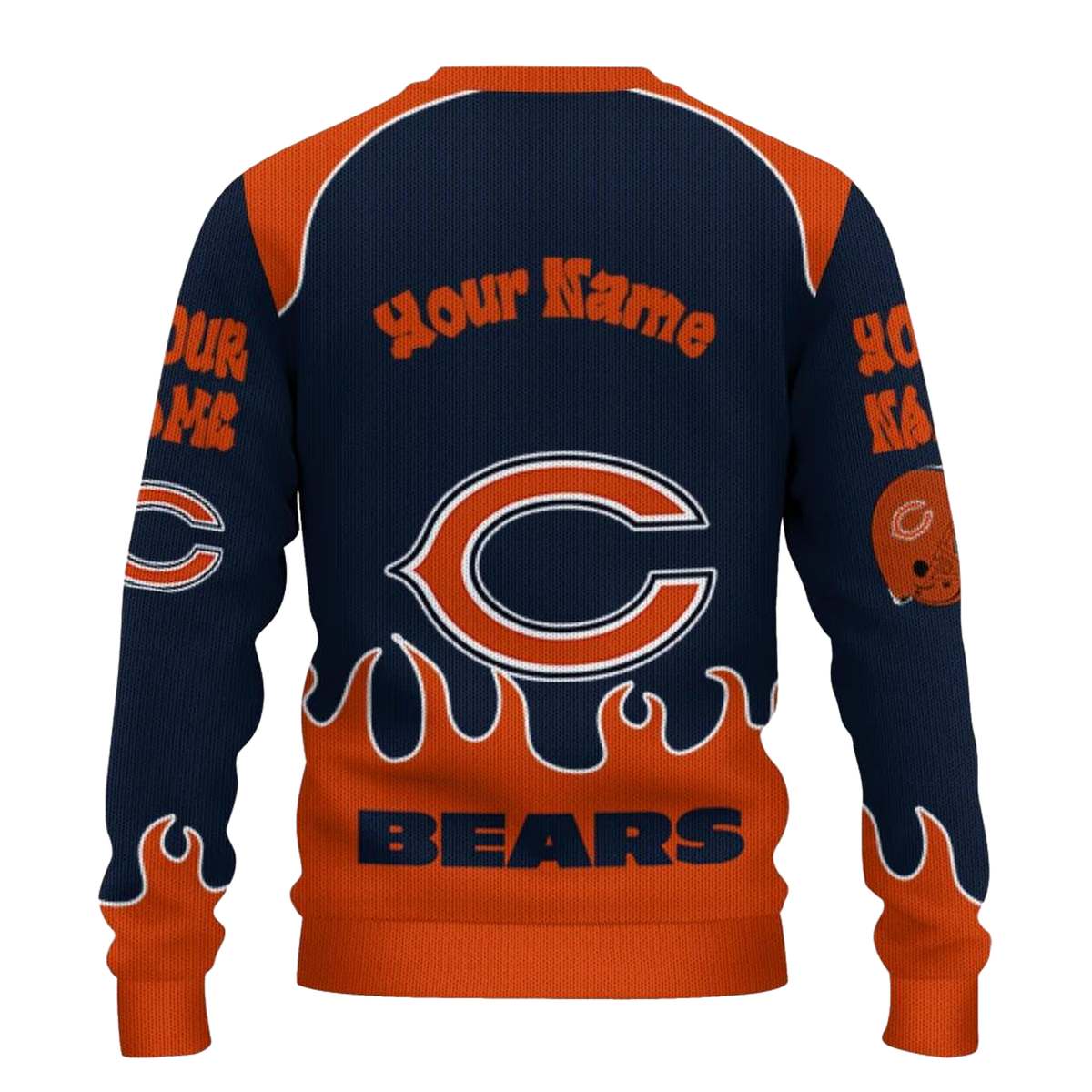 Personalized-Chicago-Bears-Big-Logo-Flame-Border-Blue-AOP-Sweatshirt-3