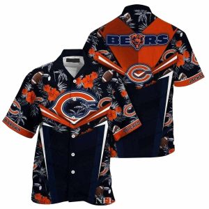 Personalized Chicago Bears Big Logo Floral Hawaiian Shirt