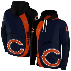 Personalized Chicago Bears Big Logo Minimalist Design Blue Black AOP Hoodie