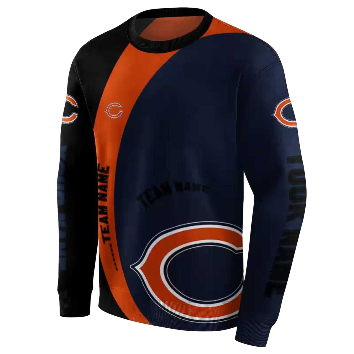 Personalized-Chicago-Bears-Big-Logo-Minimalist-Design-Blue-Black-AOP-Sweatshirt-2
