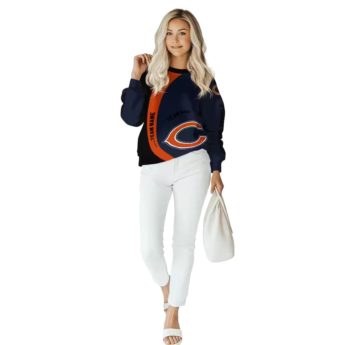 Personalized-Chicago-Bears-Big-Logo-Minimalist-Design-Blue-Black-AOP-Sweatshirt-3