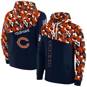 Personalized Chicago Bears Camo Pattern Blue AOP Hoodie