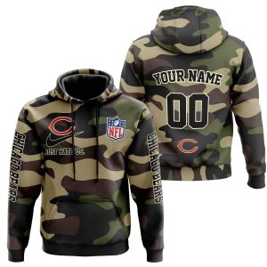 Personalized Chicago Bears Camo Style Veteran Day AOP Hoodie