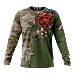 Personalized Chicago Bears Camo US Military AOP Sweatshirt
