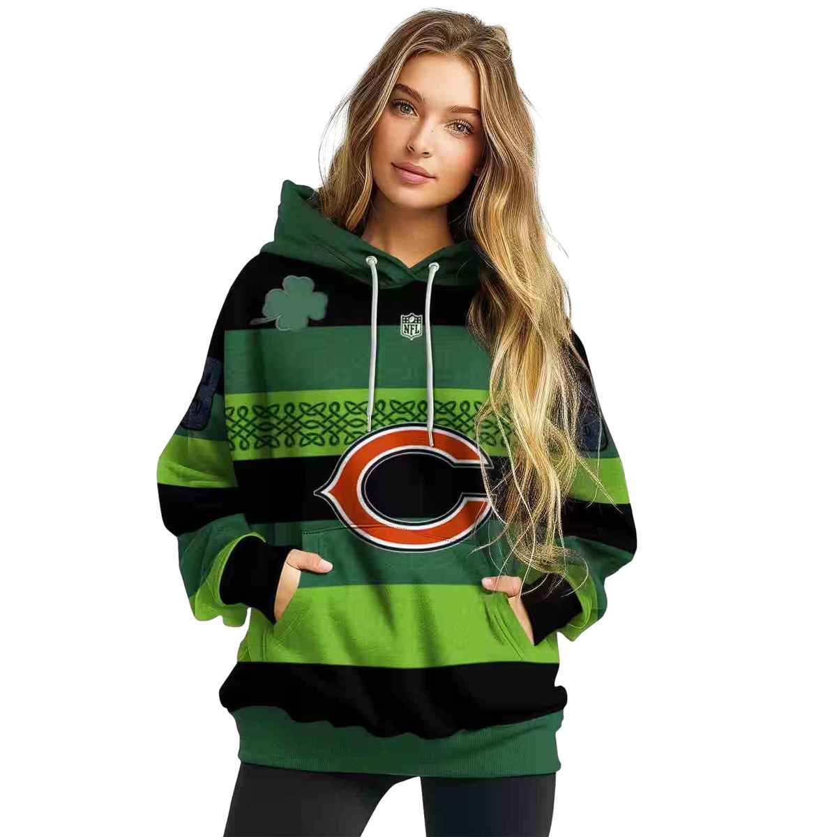 Personalized-Chicago-Bears-Celtic-Patterns-Green-AOP-Hoodie-3