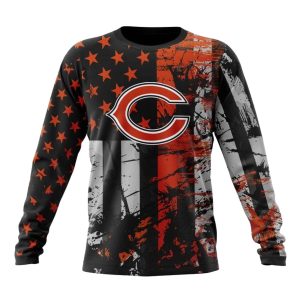 Personalized Chicago Bears Classic Grunge American Flag AOP Sweatshirt