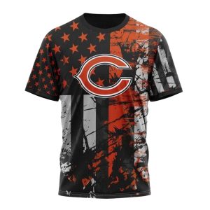 Personalized Chicago Bears Classic Grunge American Flag AOP T Shirt