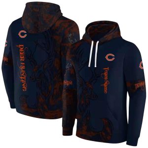 Personalized Chicago Bears Deer Silhouette Blue AOP Hoodie