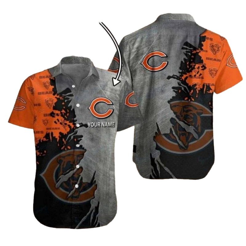 Personalized Chicago Bears Down Burst Grunge Splash Hawaiian Shirt 1