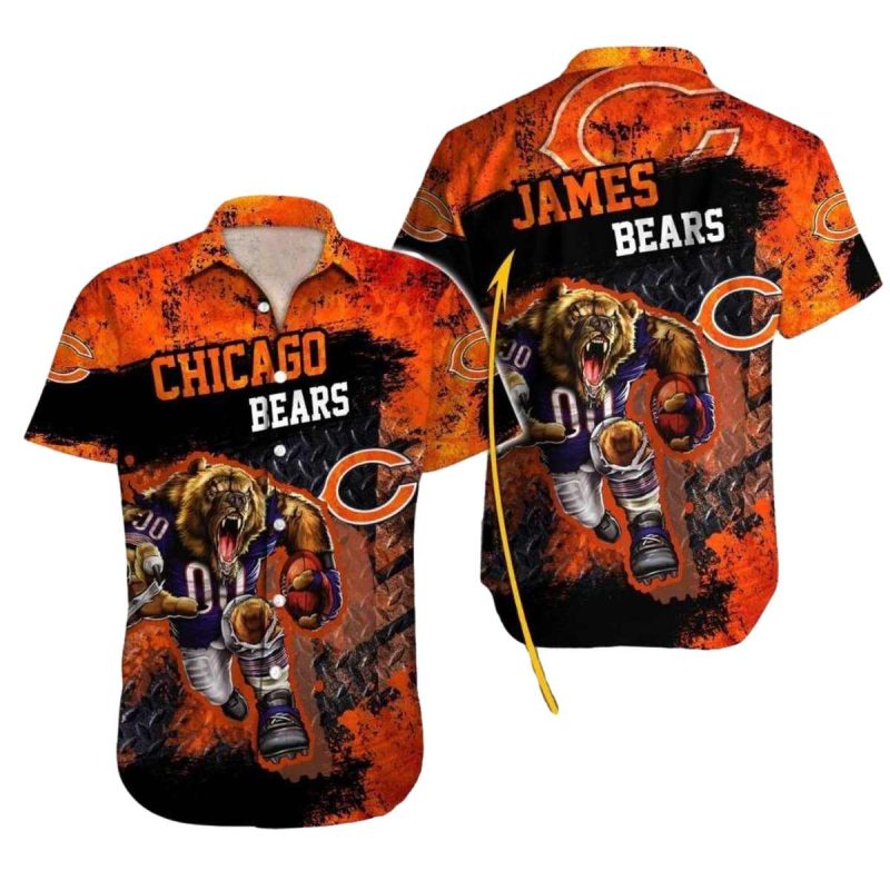 Personalized Chicago Bears Fierce Football Bear Graphic Hawaiian Shirt 1