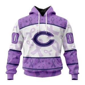 Personalized Chicago Bears Fight Cancer Purple AOP Hoodie