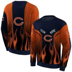 Personalized Chicago Bears Flame Design Blue And Orange AOP Sweatshirt