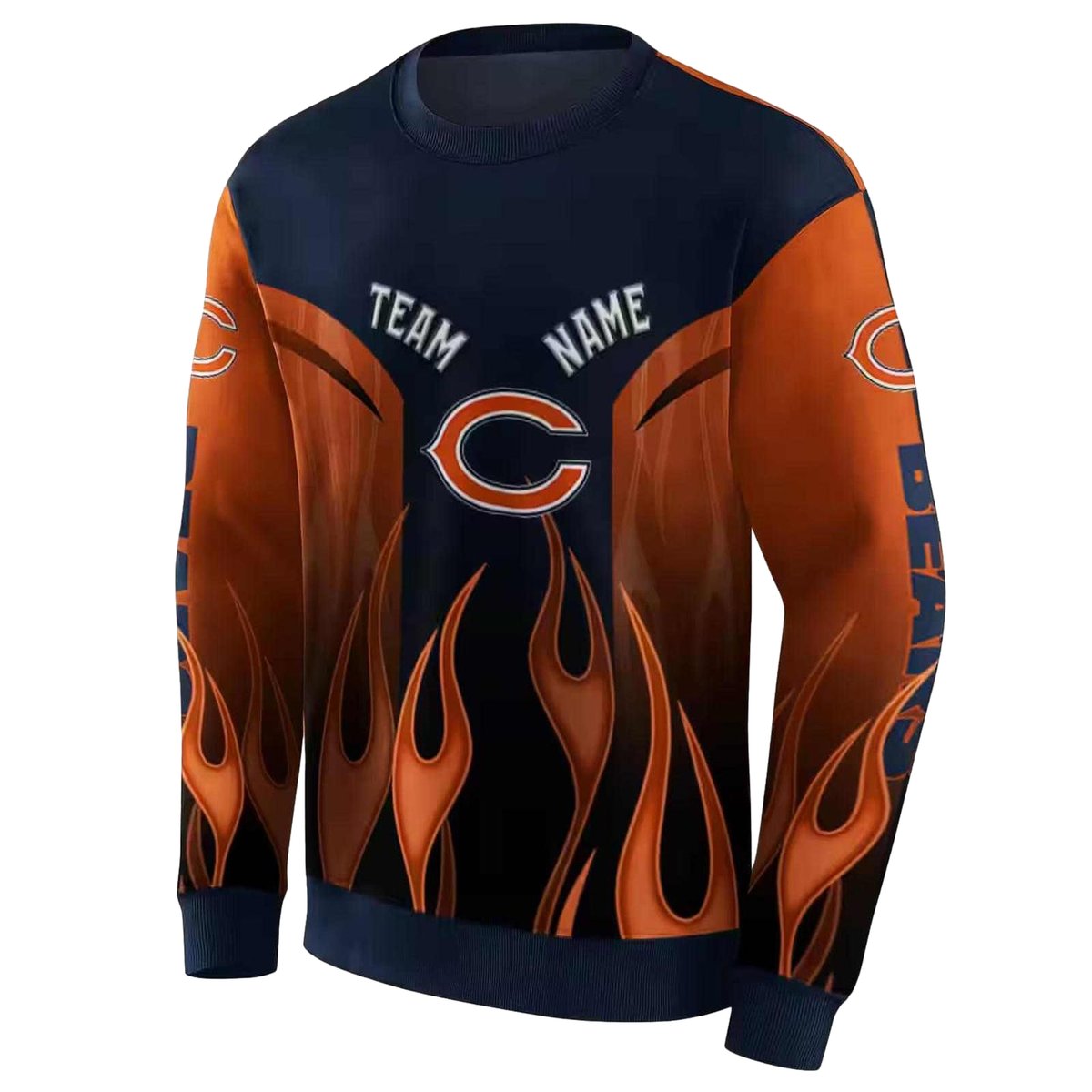 Personalized-Chicago-Bears-Flame-Design-Blue-And-Orange-AOP-Sweatshirt-2