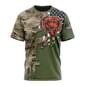 Personalized Chicago Bears Green Camo US Military AOP T Shirt
