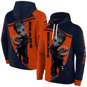 Personalized Chicago Bears Groot Blue Orange AOP Hoodie