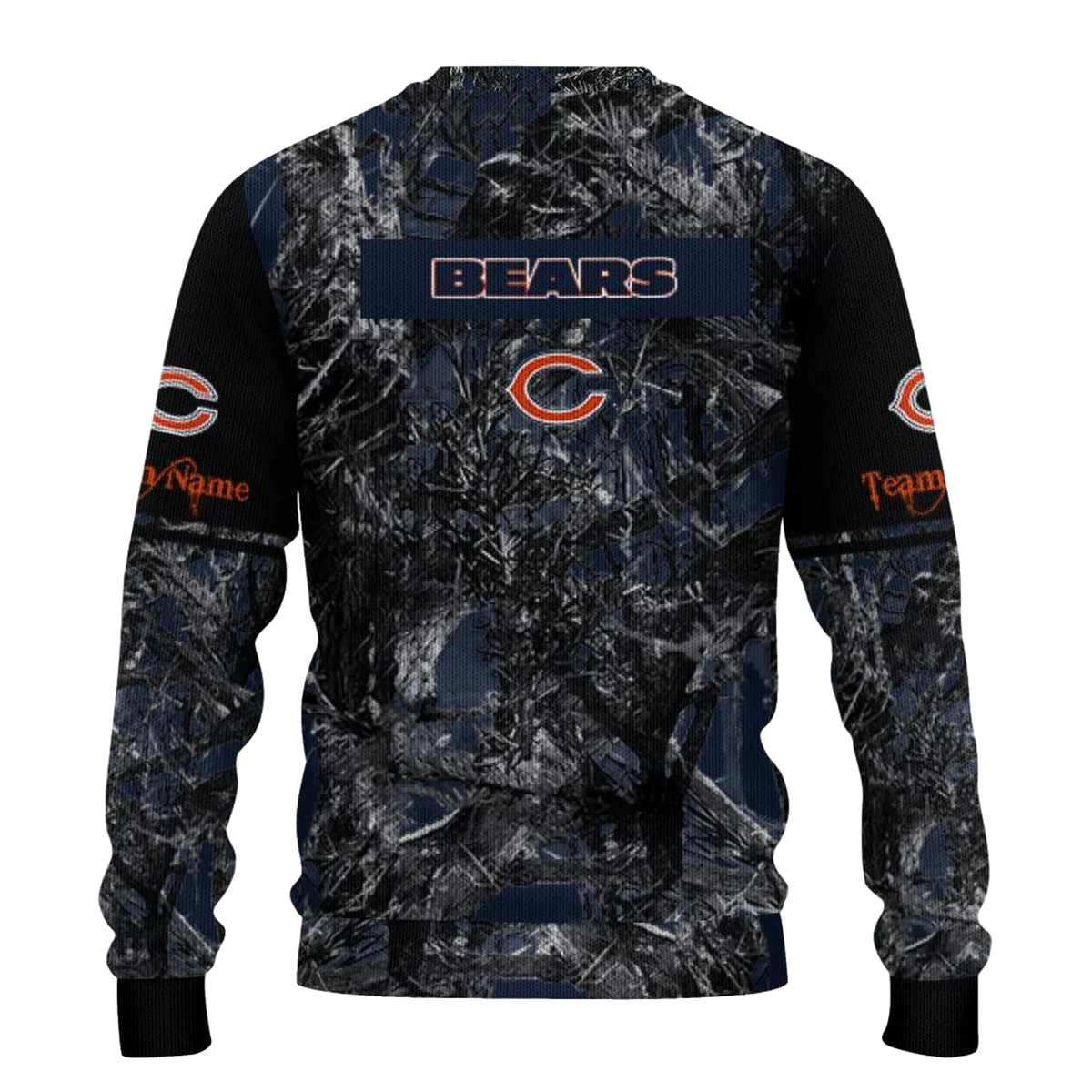 Personalized-Chicago-Bears-Logo-And-Antlers-Pattern-Blue-Black-AOP-Sweatshirt-3