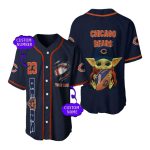 Personalized Chicago Bears Logo And Baby Yoda Baseball Jersey