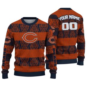 Personalized Chicago Bears Logo And Bulldog Motif Pattern AOP Sweatshirt