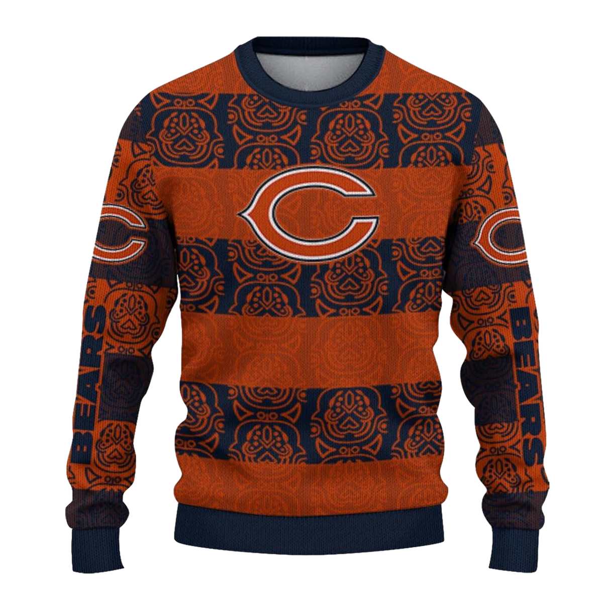 Personalized-Chicago-Bears-Logo-And-Bulldog-Motif-Pattern-AOP-Sweatshirt-2
