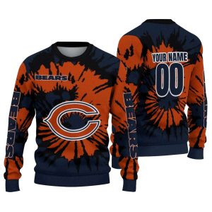 Personalized Chicago Bears Logo And Burst Swirl Blue AOP Sweatshirt