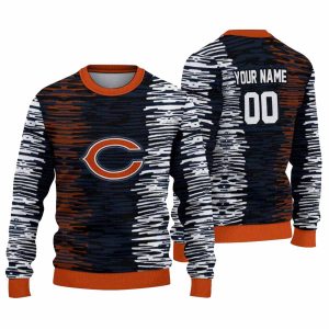 Personalized Chicago Bears Logo And Camouflage Stripe Blue white AOP Sweatshirt