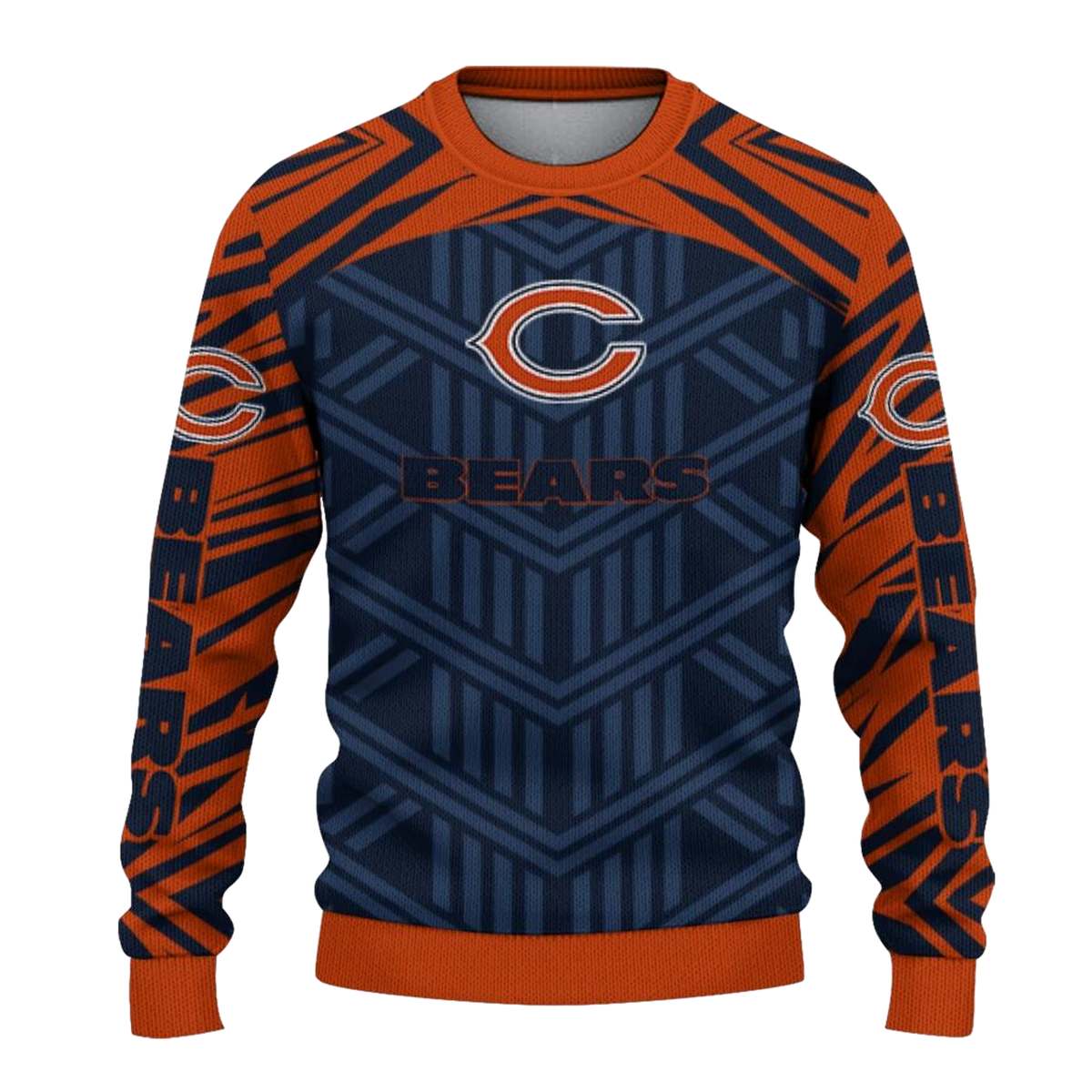 Personalized-Chicago-Bears-Logo-And-Chevron-Pattern-Blue-AOP-Sweatshirt-2