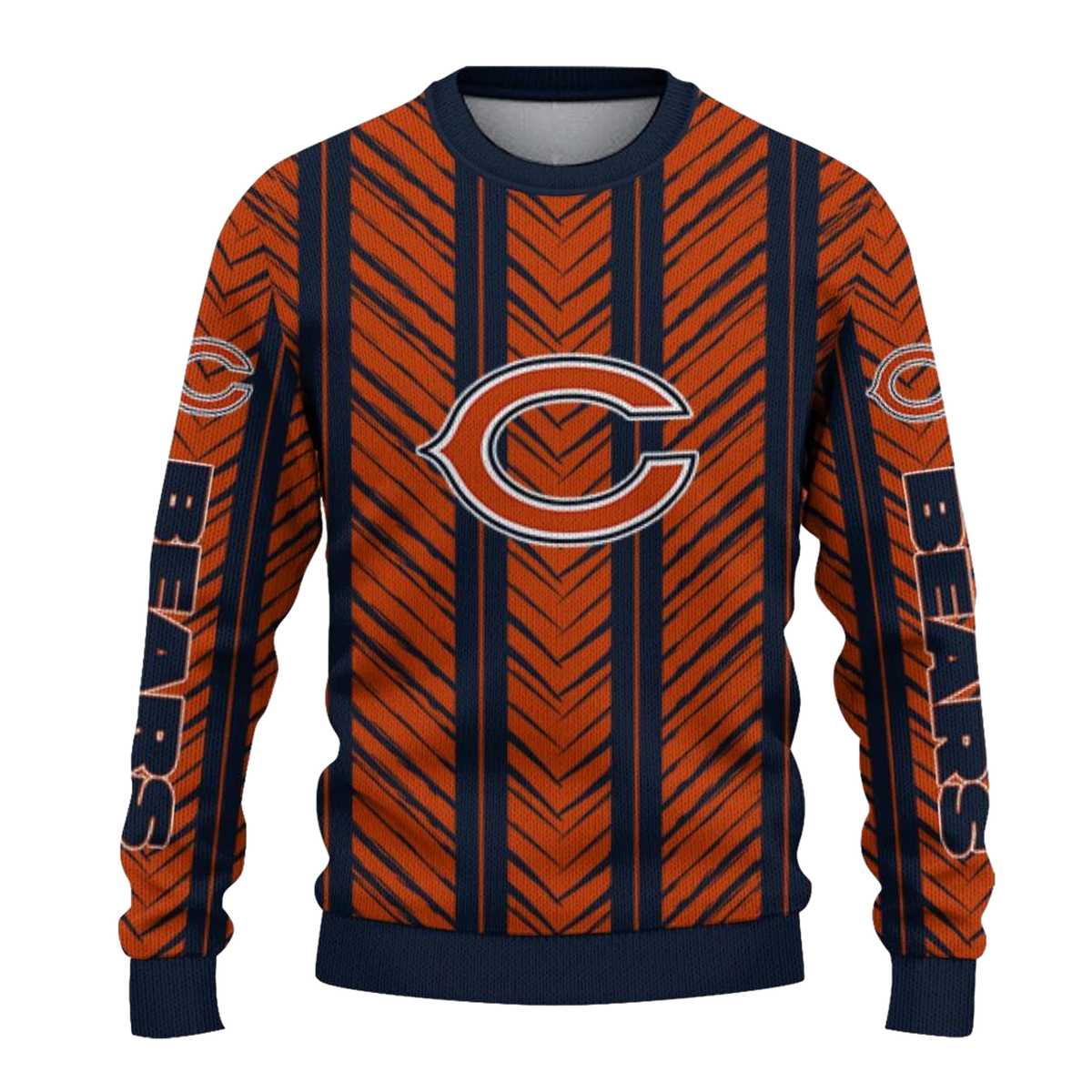 Personalized-Chicago-Bears-Logo-And-Chevron-Rows-Rows-AOP-Sweatshirt-2