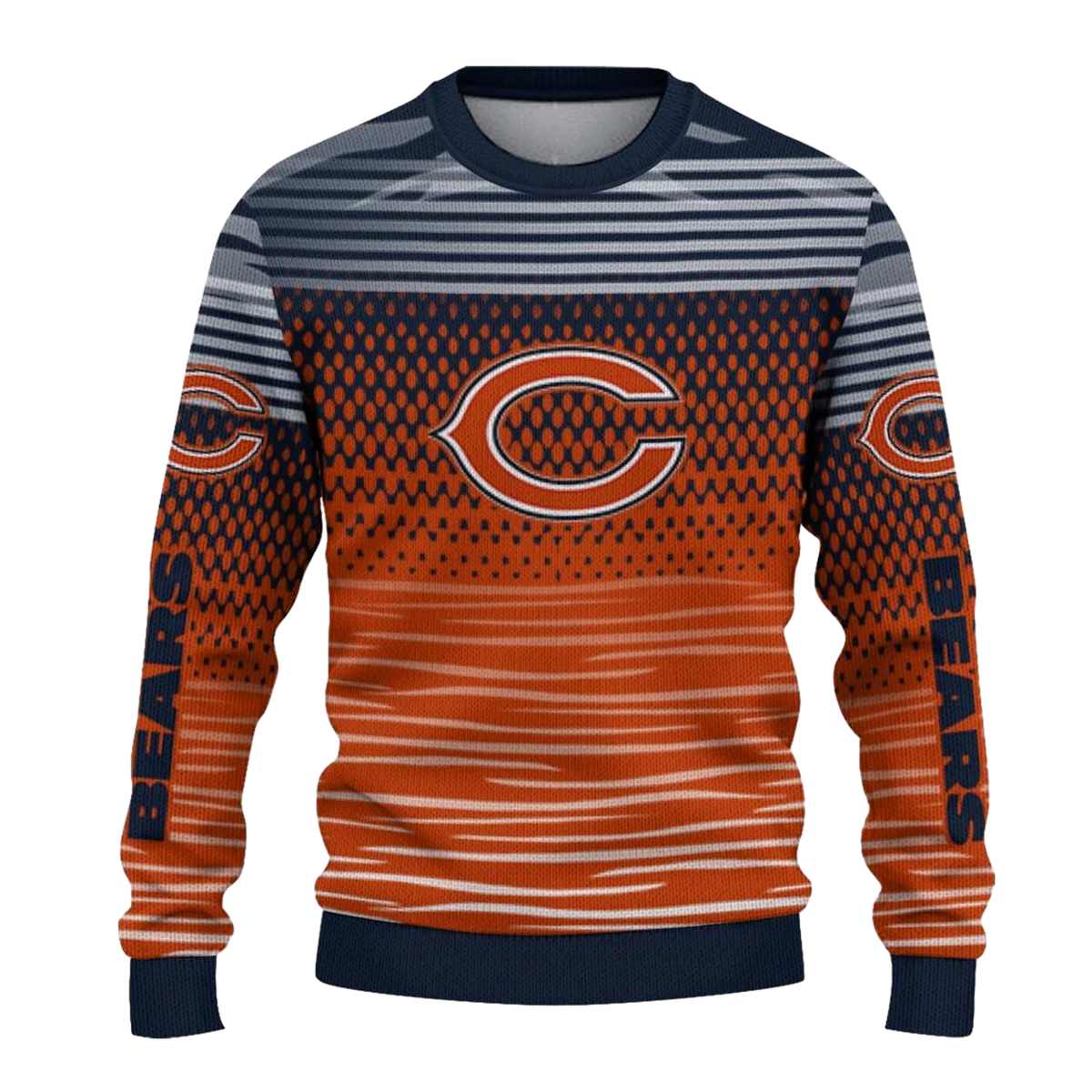 Personalized-Chicago-Bears-Logo-And-Diamond-Mesh-AOP-Sweatshirt-2