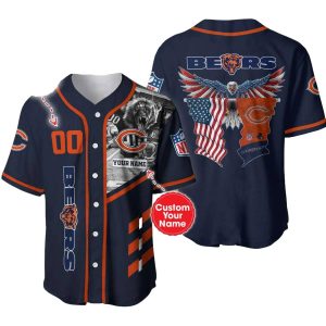 Personalized Chicago Bears Logo And Eagle US Flag Baseball Jersey