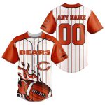 Personalized Chicago Bears Logo And Fire Ball Baseball Jersey