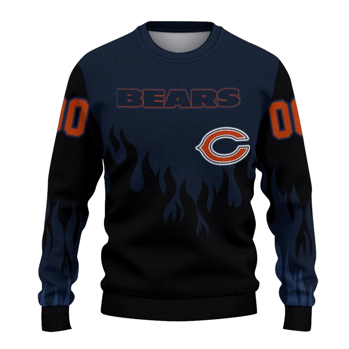 Personalized-Chicago-Bears-Logo-And-Flame-Outline-Blue-Black-AOP-Sweatshirt-2