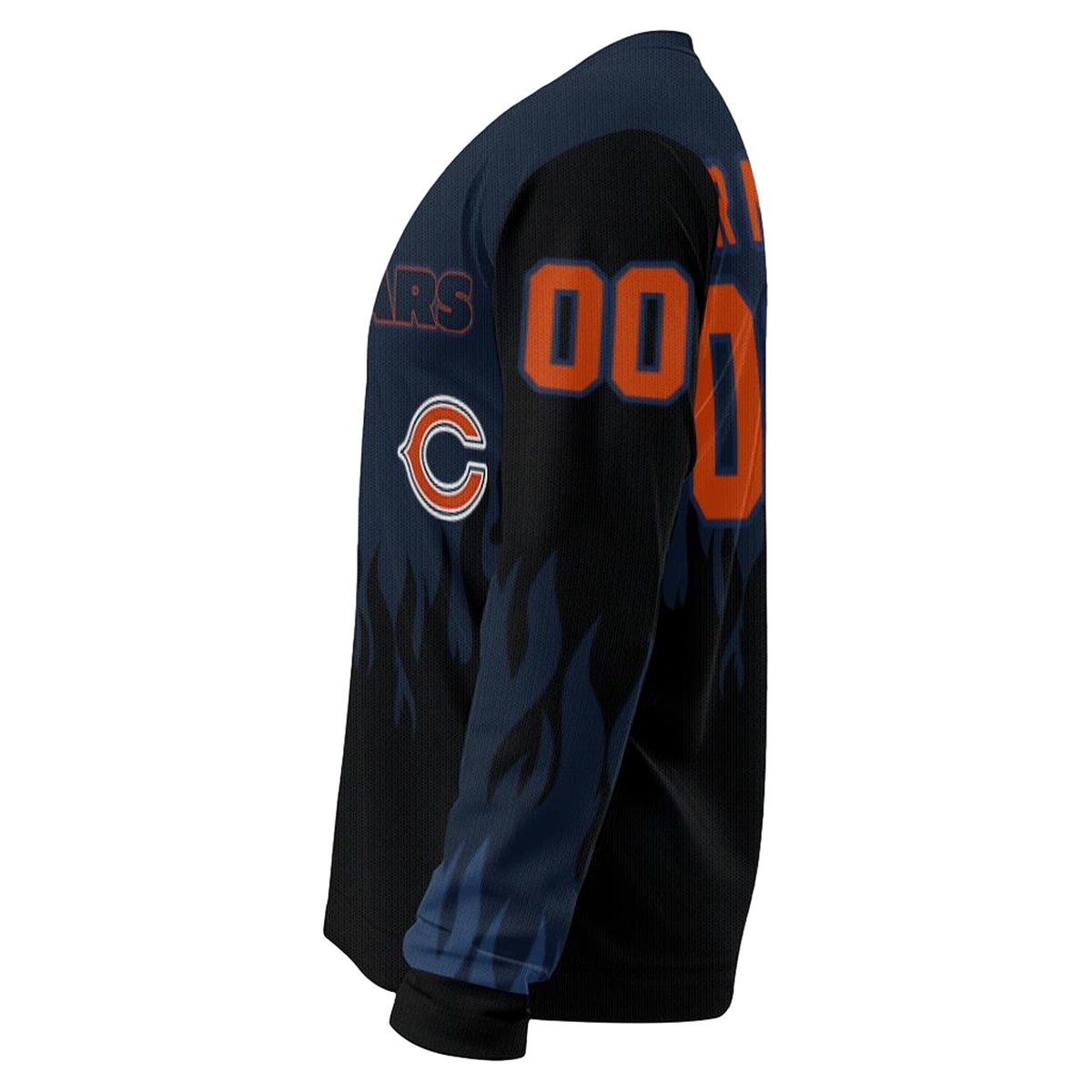 Personalized-Chicago-Bears-Logo-And-Flame-Outline-Blue-Black-AOP-Sweatshirt-4