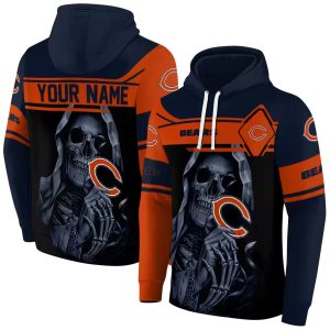 Personalized Chicago Bears Logo And Grim Reaper Blue Black AOP Hoodie