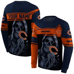 Personalized Chicago Bears Logo And Grim Reaper Blue Black AOP Sweatshirt