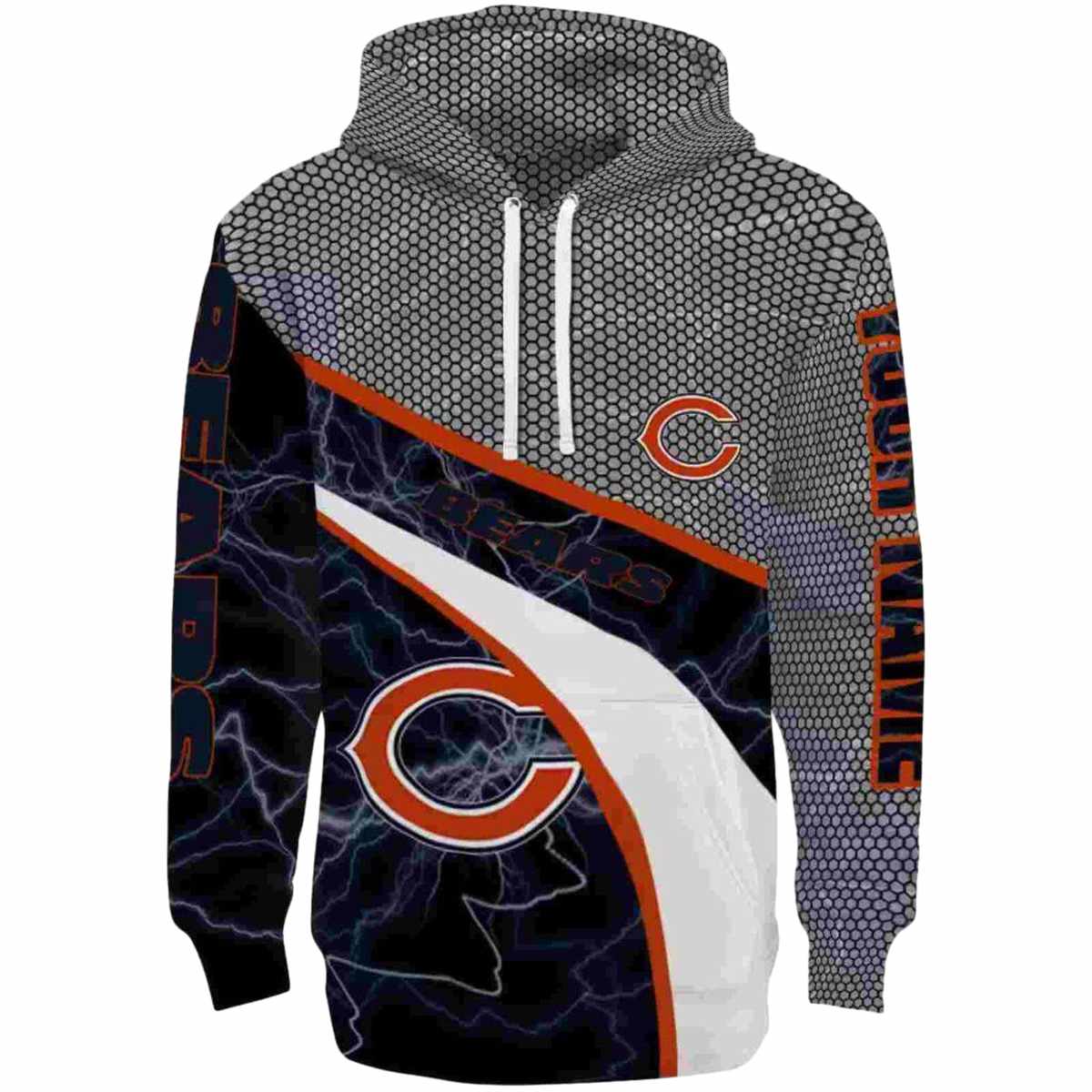 Personalized-Chicago-Bears-Logo-And-Hexagonal-Mesh-Blue-Black-Gray-AOP-Hoodie-2
