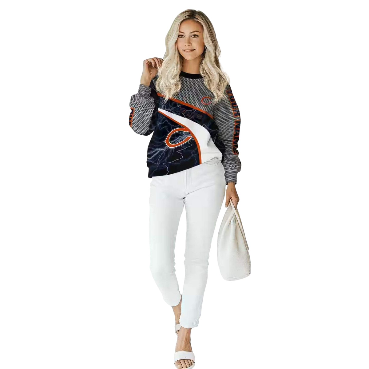 Personalized-Chicago-Bears-Logo-And-Hexagonal-Mesh-Blue-Black-Gray-AOP-Sweatshirt-3