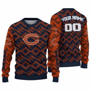 Personalized Chicago Bears Logo And Lattice Gridwork Blue AOP Sweatshirt