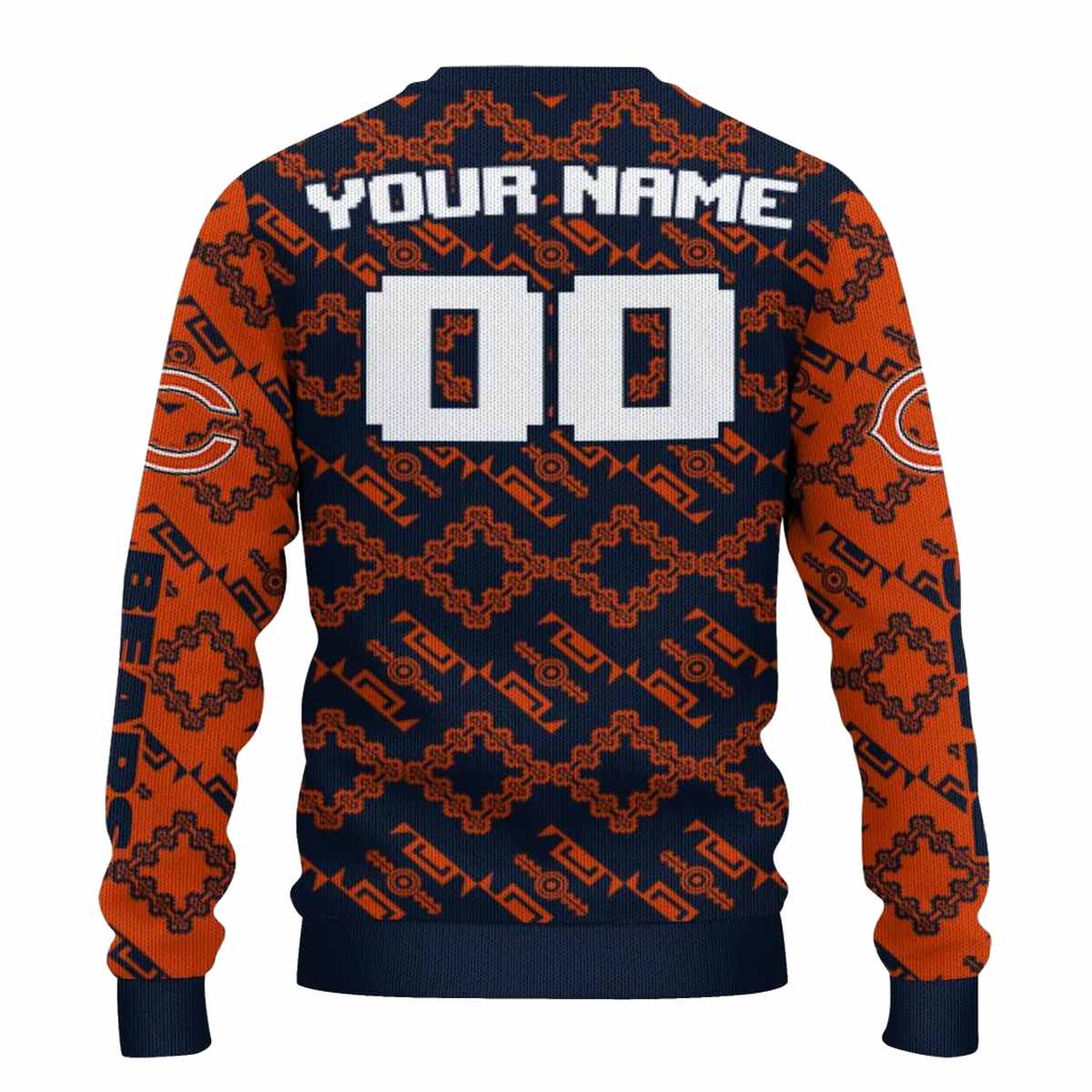 Personalized-Chicago-Bears-Logo-And-Lattice-Gridwork-Blue-AOP-Sweatshirt-3