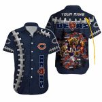 Personalized Chicago Bears Logo And Mascot Blue Ball Pattern Hawaiian Shirt