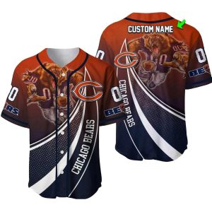 Personalized Chicago Bears Logo And Mascot Halftone Pattern Baseball Jersey