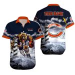Personalized Chicago Bears Logo And Mascot Wave Pattern Hawaiian Shirt