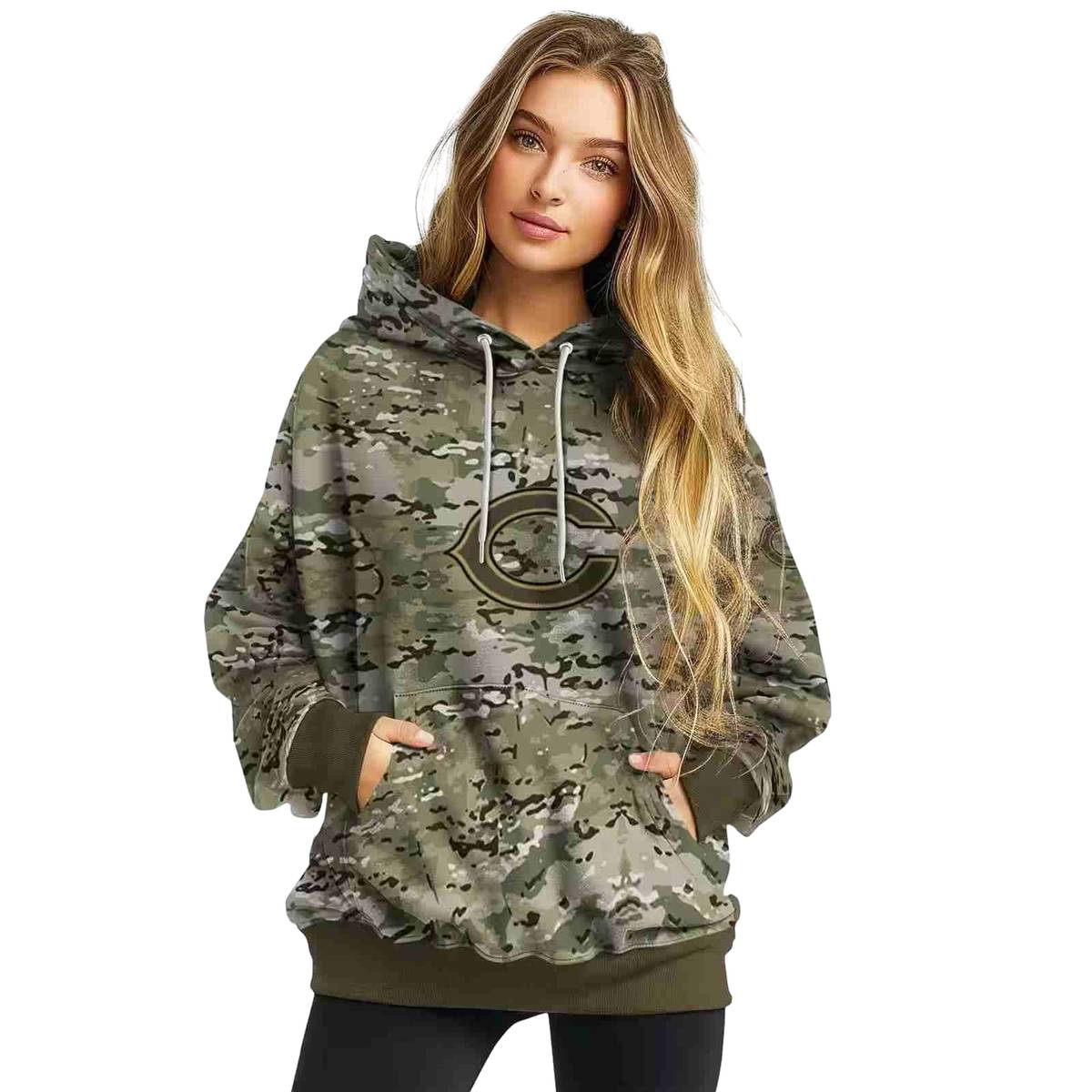 Personalized-Chicago-Bears-Logo-And-Military-Style-AOP-Hoodie-3