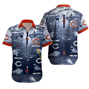 Personalized Chicago Bears Logo And Ocean Pattern Hawaiian Shirt