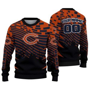Personalized Chicago Bears Logo And Pixel Flow Blue Black AOP Sweatshirt
